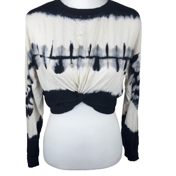 Tops - Mono B Tie Dye Twist Front Long Sleeve Crop Top Size Medium